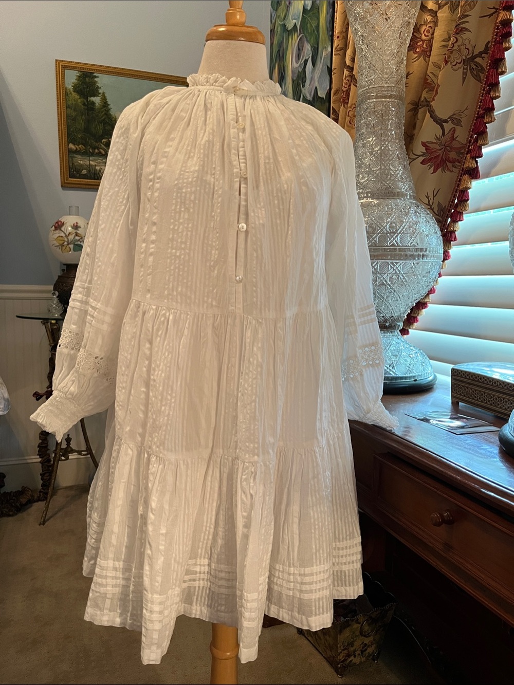 Cleobella White Tiered Peasant Long-Sleeve Dress